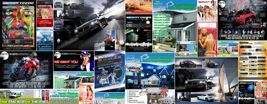 A montage of advertorial design by Bedazzled Graphic Design