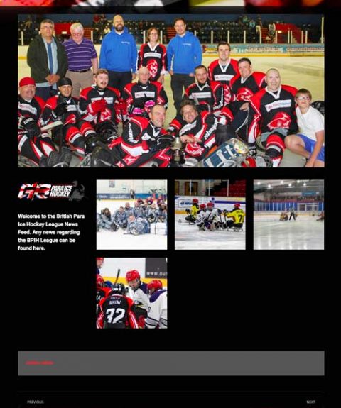 News page fro British Sledge Hockey Association website design