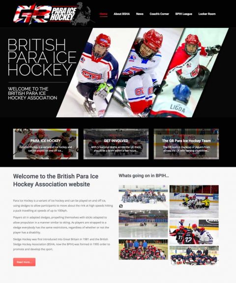 Home page from the British Sledge Hockey Association website design